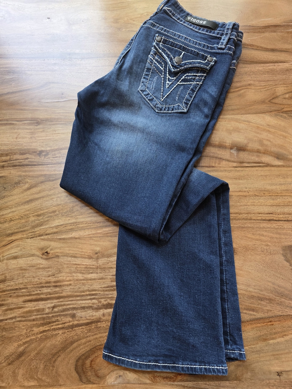 Vigoss Women's Indigo Bootcut Jeans with Fading -Women's 8/L32 -Heritage Fit